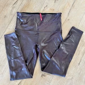 Spanx Wine Red Burgundy Faux Leather Leggings 1x